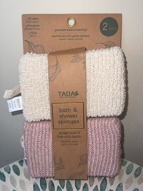 TADA Natural Beauty Bath Shower Sponges Set of 2 Exfoliating New